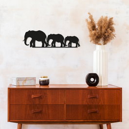 Wallity Elephants Escultura de pared negra